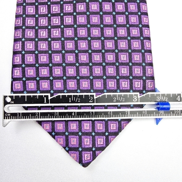 TED BAKER- 100% Silk Neat Grid- Box Pattern Necktie - Picture 7 of 8